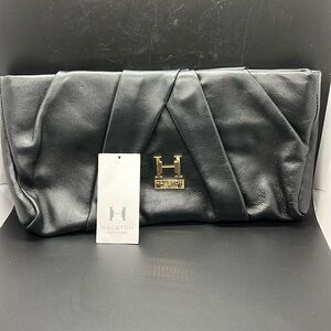 Halston Heritage pleated leather clutch bag